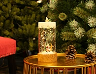 LED glass with resin deco