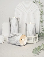 3Pcs Flameless Cement Wax Candles With Water Transfer