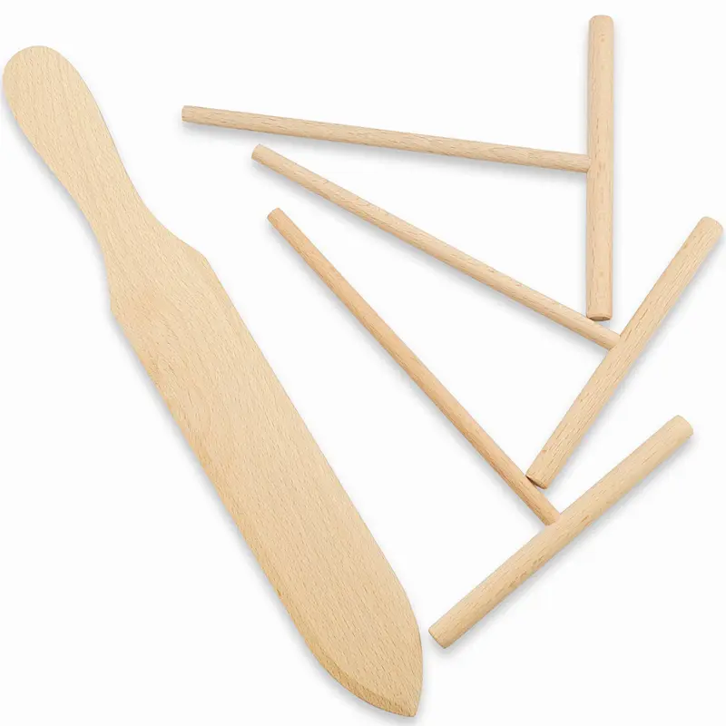 4 Piece Crepe Spreader and Spatula Set, 100% Natural Beech Wood, 12