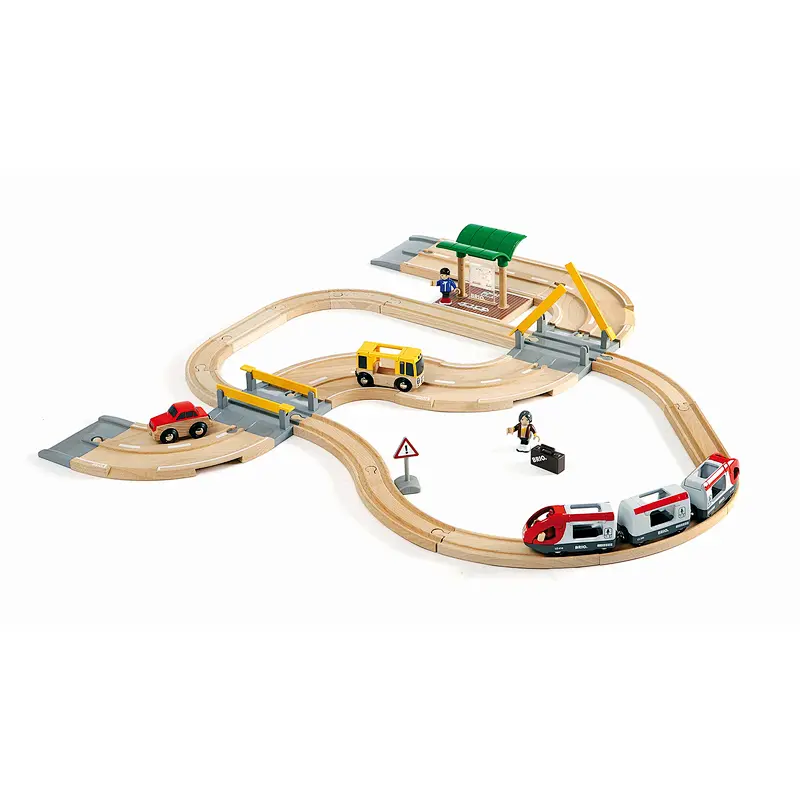 33 Piece Train Toy with Accessories and Wooden Tracks for Kids Ages 3 and Up