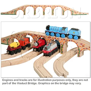 6 Arches Viaduct Bridge for Wooden Railway Track Fits Thomas Trains Brio set