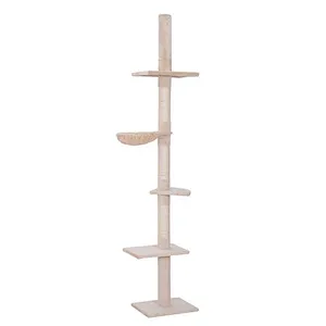 106” Large Vertical Cat Scratching Carpeted Platform Cat Tree Tower Beige
