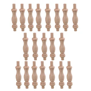 8.4x1.8cm H-81 Beech Unpainted Unfinished Wood Craft Spindles Baluster for Home Restaurant Decor Repair Decoration Set of 20