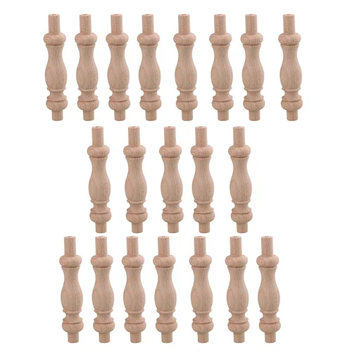8.4x1.8cm H-81 Beech Unpainted Unfinished Wood Craft Spindles Baluster for Home Restaurant Decor Repair Decoration Set of 20