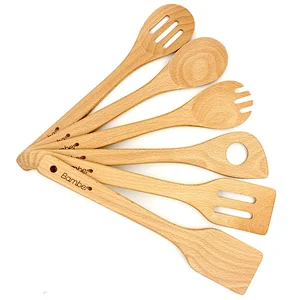 6 Pieces Wooden Spoons for Cooking Wood Kitchen Utensil Set