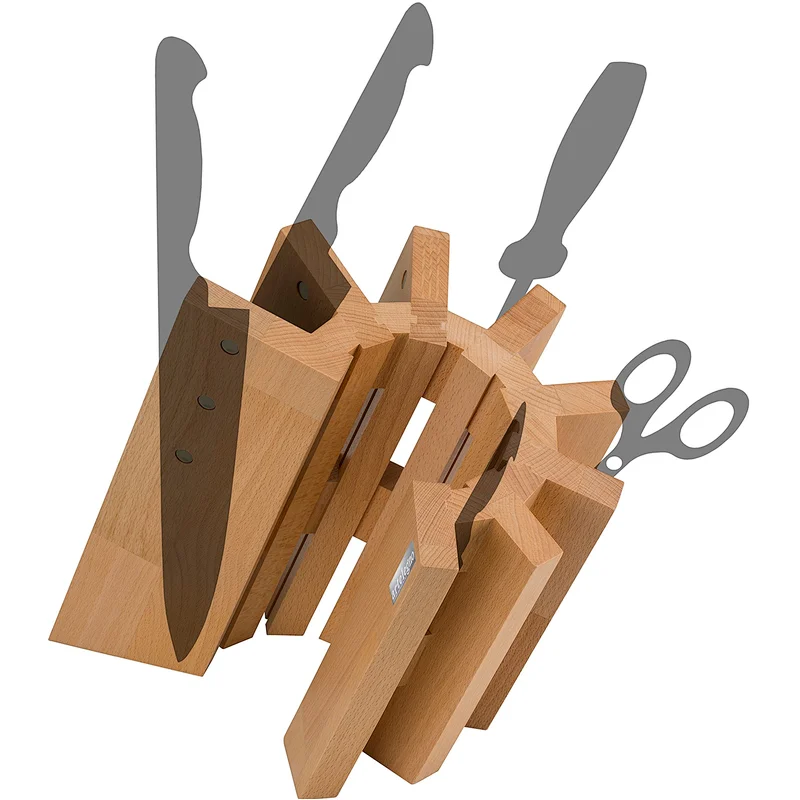 51 Pisa Magnetic Knife Block, Solid Beech Wood Natural Lacquer Finish