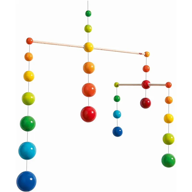 Nursery Room Wooden Mobile Rainbow Balls