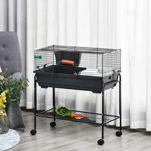Small Animal Cage Habitat Rolling Hutch for Bunny with Stand Accessories