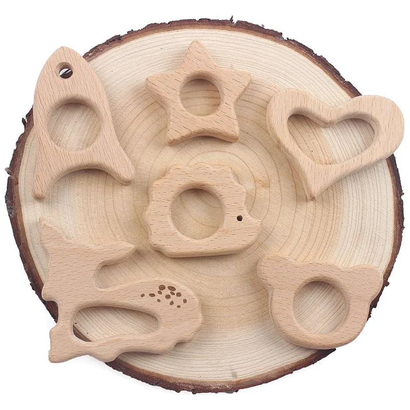 Baby Teether Wooden Teething Toys Beech Wood