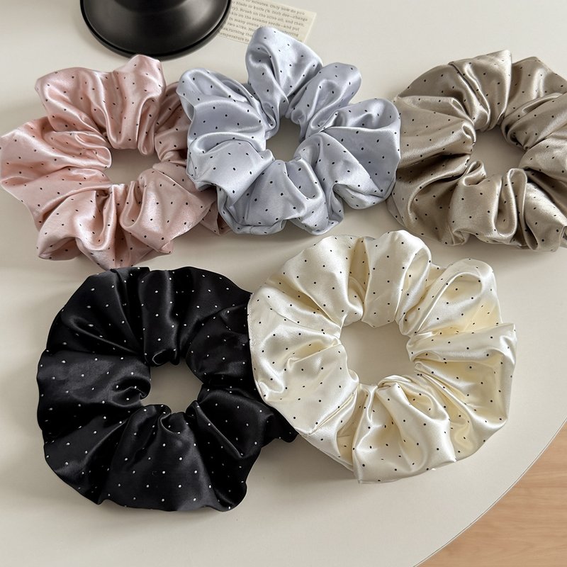 Scrunchie Hair Tie - Satin, Ruffled Edge, Flower Bud - French Style, Instagram Trending, Elegant, Chic, Oversized (HT104)