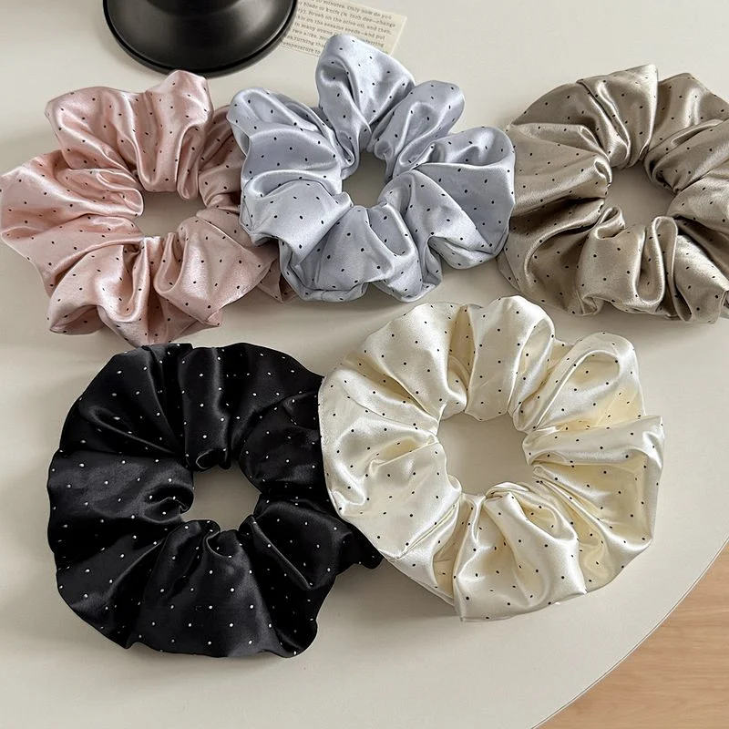 Scrunchie Hair Tie - Satin, Ruffled Edge, Flower Bud - French Style, Instagram Trending, Elegant, Chic, Oversized (HT104)