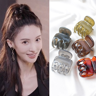Hair Claw Clip - Transparent, Girly, Korean Style, Floral, Colorful - Mini (Model 022)