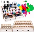 4 layers Wooden Paint Rack Stand with 58 holes for storing paints, brushes，modeling tools PBH-002