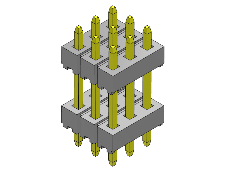 Pitch 2.00mm Pin Header Triple Rows Dip Type Connector