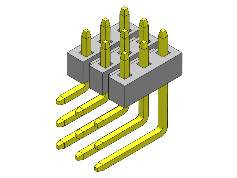 Pitch 2.00mm Pin Header Triple Rows R/A Type Connector