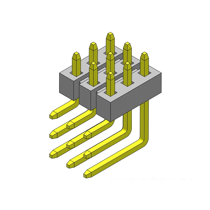 Pitch 2.00mm Pin Header Triple Rows R/A Type Connector