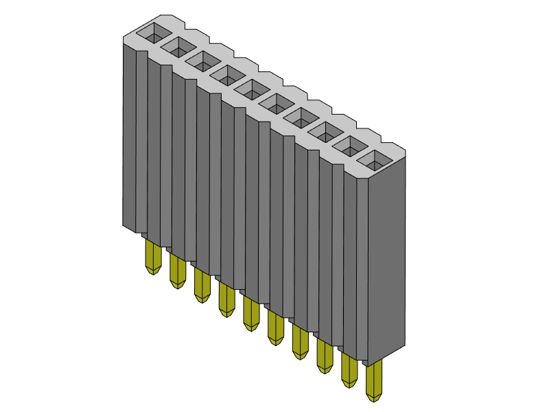 Pitch 1.27mm Female Header Single Row DipT Type Connector