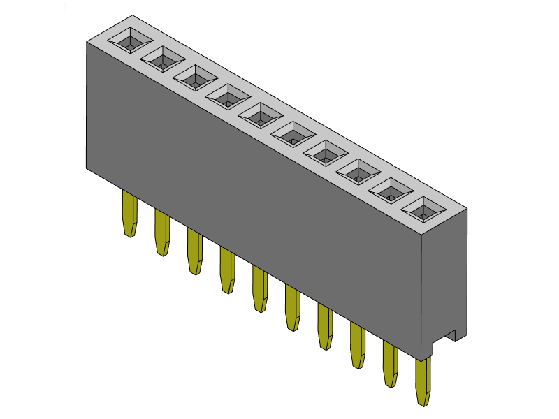 Pitch 1.27mm Female Header Single Row DipT Type Connector