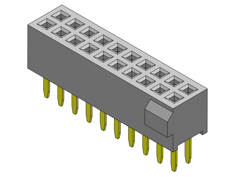 Pitch 1.27mm Female Header Dual Rows DipT Type Connector