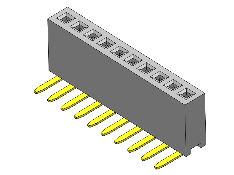 Pitch 1.27mm Female Header Single Row R/A Type Connector
