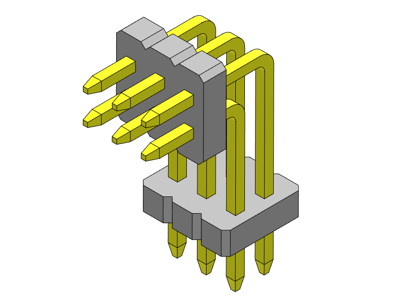Pitch 1.27mm Pin Header Dual Rows R/A Type Connector