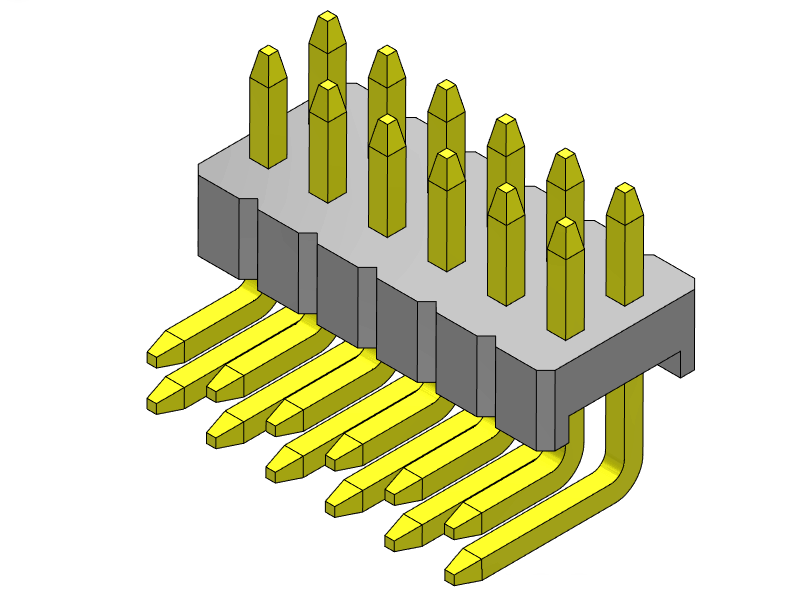 Pitch 1.27mm Pin Header Dual Rows R/A Type Connector