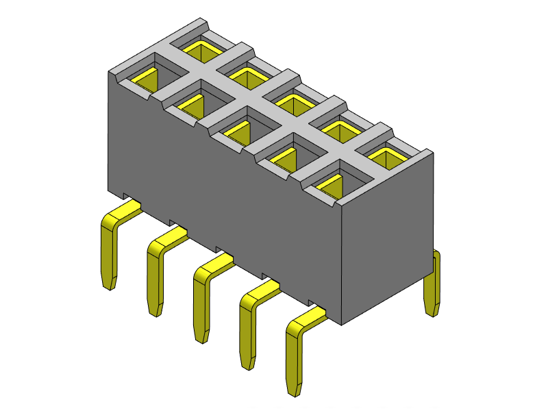 Pitch 2.00mm Female Header Dual Rows Dip Type Bottom Entry