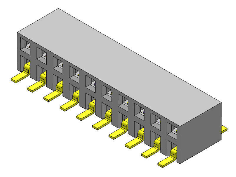 Pitch 2.00mm Female Header Dual Rows SMT Type Side Entry