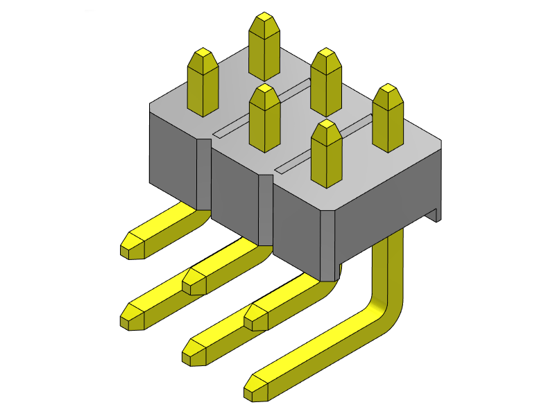 Pitch 2.54mm Pin Header Dual Rows R/A Type Connector