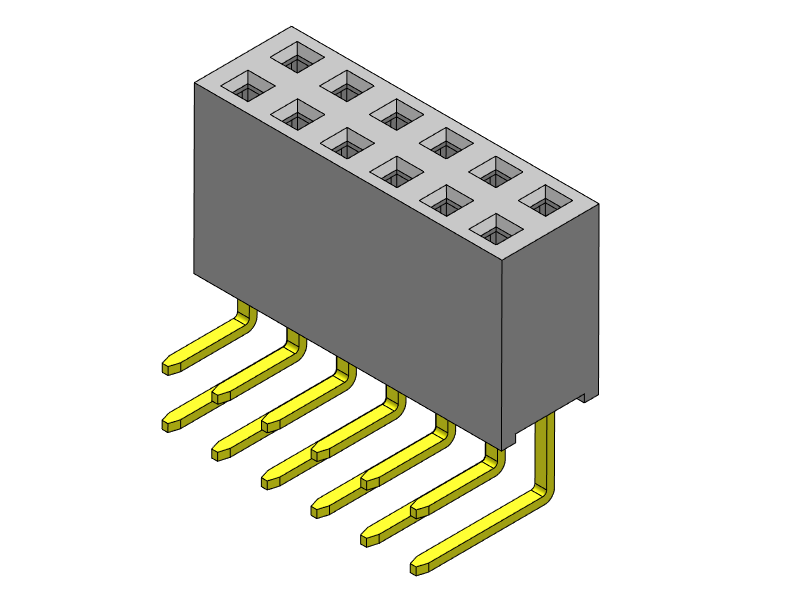 Pitch 2.54mm Female Header Dual Rows R/A Type Connector