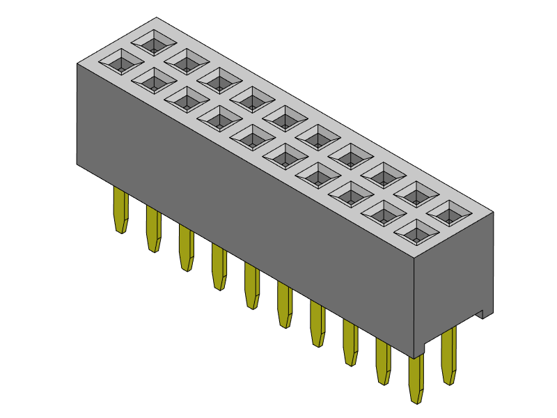 Pitch 1.27mm Female Header Dual Rows DipT Type Connector