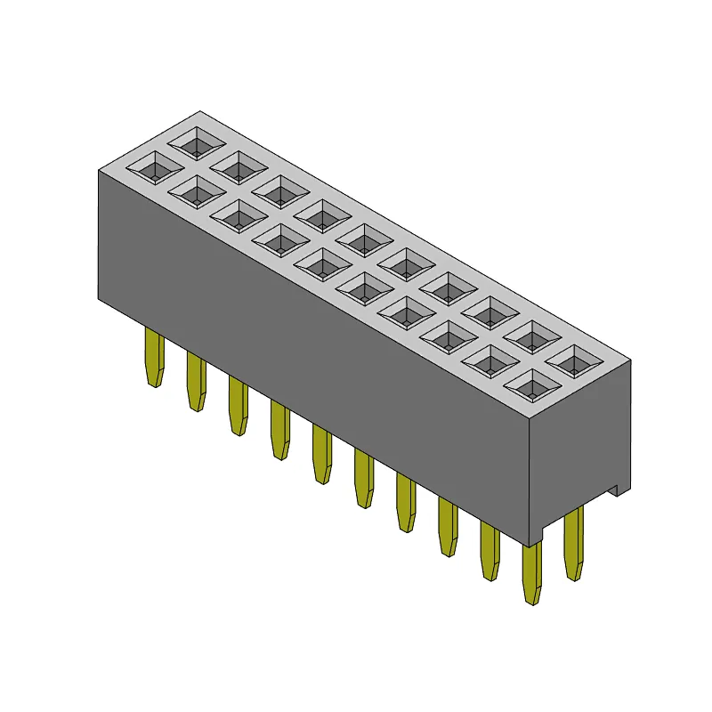 Pitch 1.27mm Female Header Dual Rows DipT Type Connector