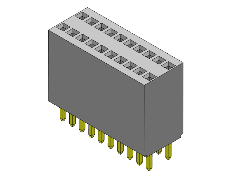 Pitch 1.27mm Female Header Dual Rows DipT Type Connector