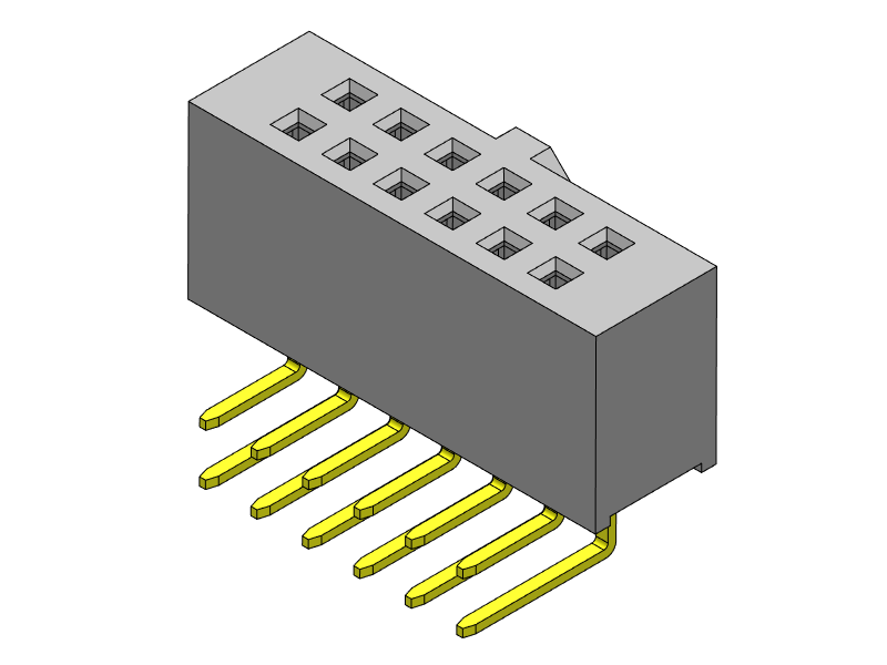 Pitch 2.54mm Female Header  Dual Rows R/A Type Connector