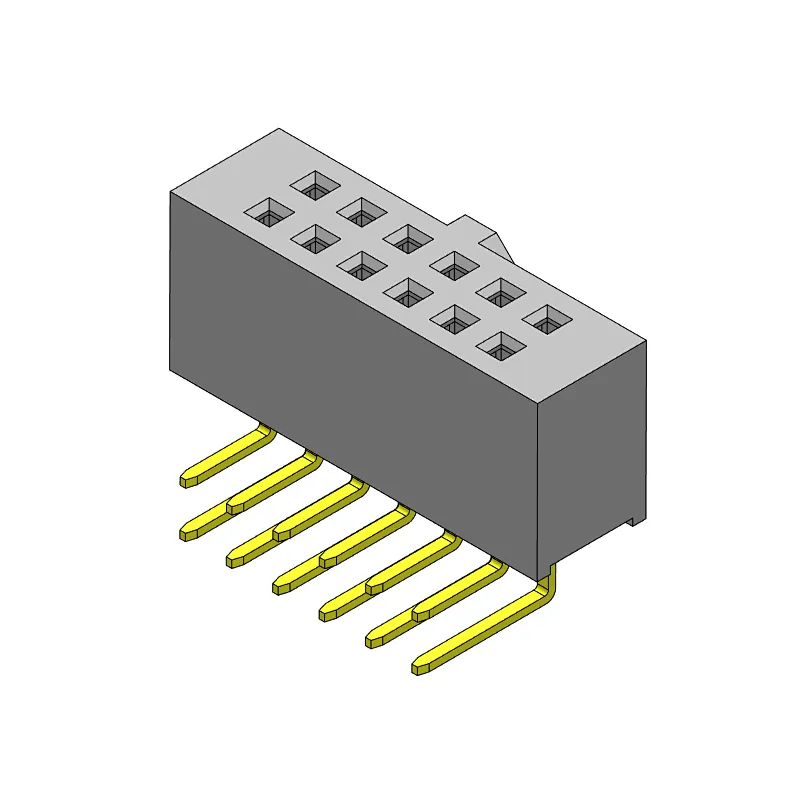 Pitch 2.54mm Female Header  Dual Rows R/A Type Connector