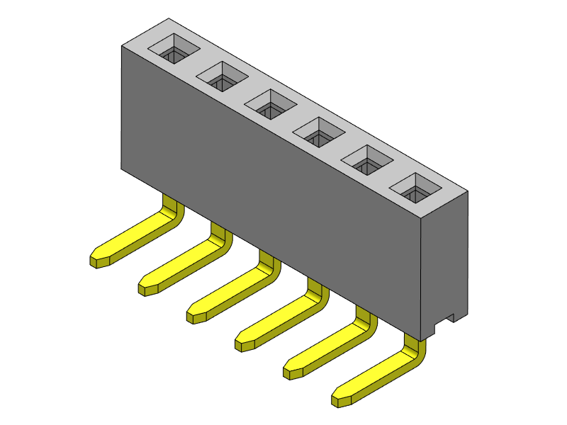 Pitch 2.54mm Female Header Single Row R/A Type Connector