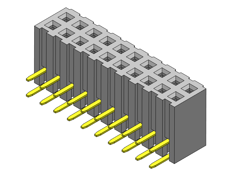 Pitch 2.00mm Female Header Dual Rows Rihgt Angle Type Side Entry