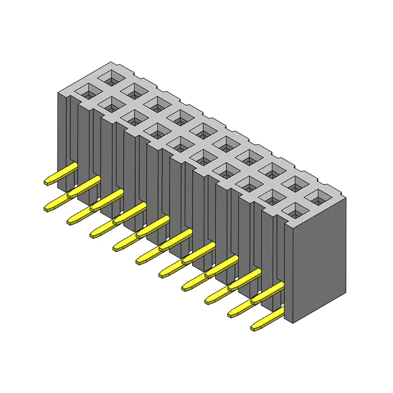 Pitch 2.00mm Female Header Dual Rows Rihgt Angle Type Side Entry