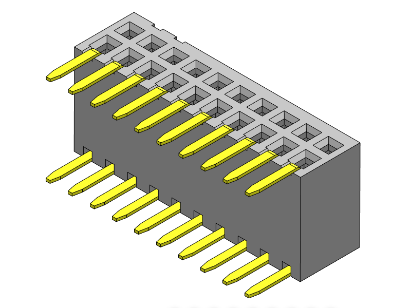 Pitch 1.27mm Female Header Dual Rows R/A Type Connector