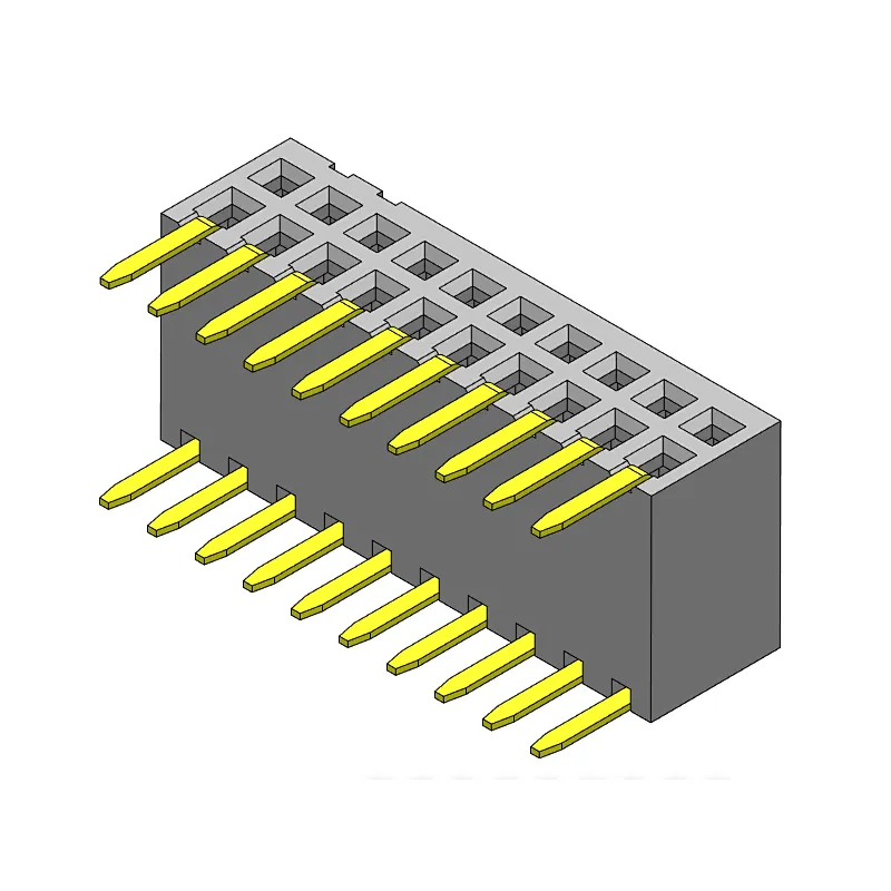 Pitch 1.27mm Female Header Dual Rows R/A Type Connector