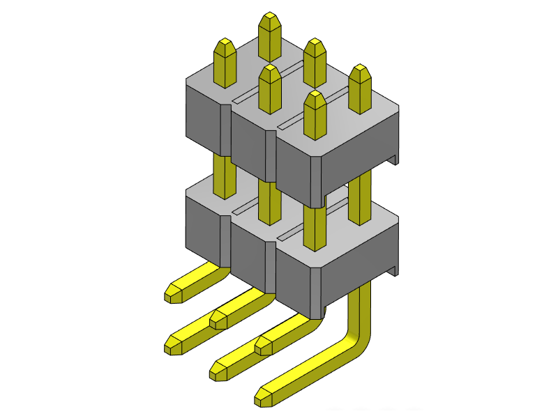 Pitch 2.54mm Pin Header Dual Rows R/A Type Connector