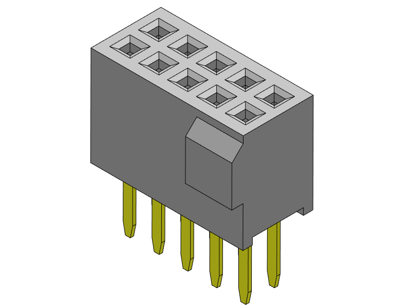 Pitch 1.27mm Female Header Dual Rows DipT Type Connector