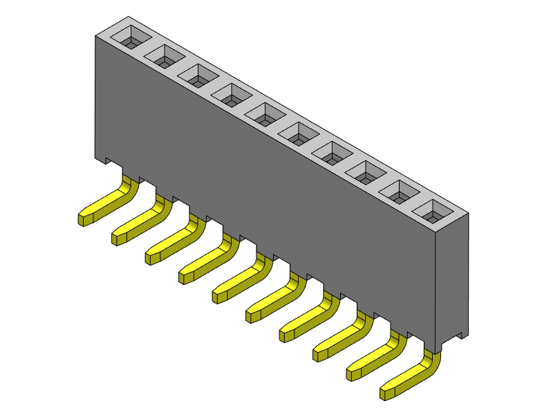 Pitch 2.00mm Female Header Single Row Rihgt Angle Type Side Entry