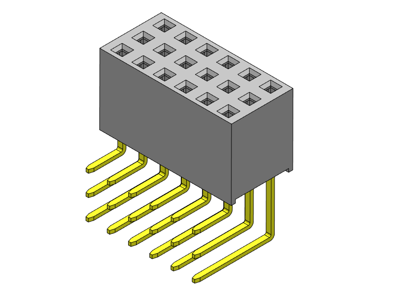 Pitch 2.54mm Female Header  Three Rows R/A Type Connector
