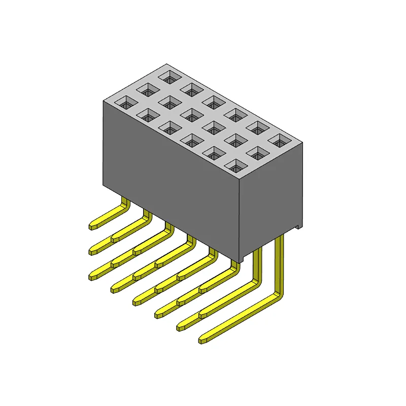 Pitch 2.54mm Female Header  Three Rows R/A Type Connector