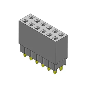 Pitch 2.54mm double row female connector series (2p-40p) soldered perpendicular to the PCB through-hole