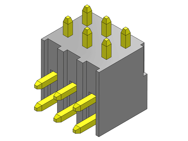 Pitch 2.54mm Pin Header Dual Rows R/A Type Connector