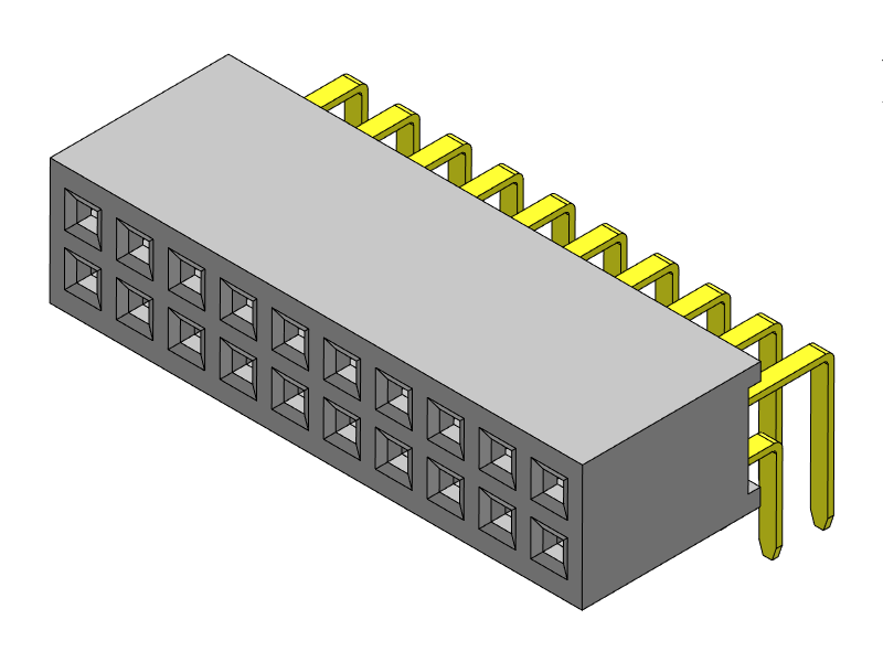 Pitch 1.27mm Female Header Dual Rows R/A Type Connector