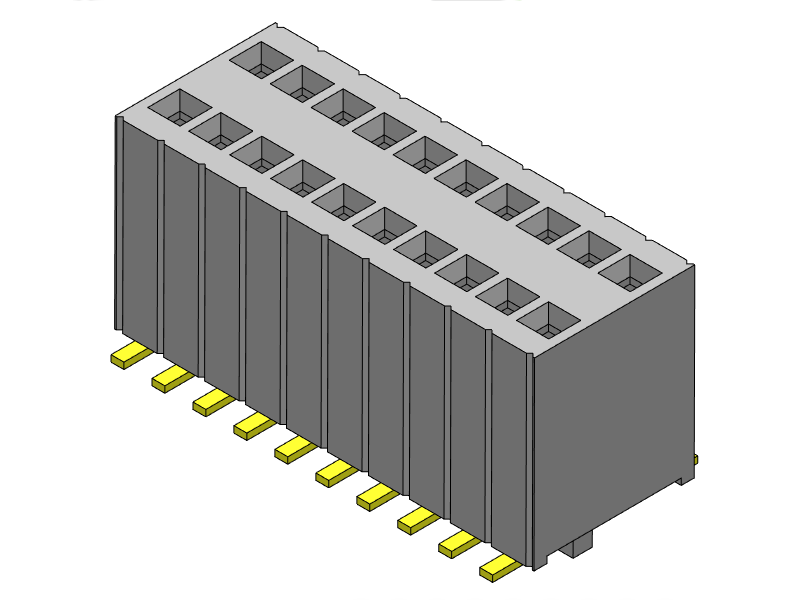 Pitch 1.27mm double row female connector series (3p-50p) vertical PCB board SMT soldering