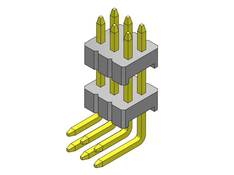 Pitch 1.27mm Pin Header Dual Rows R/A Type Connector